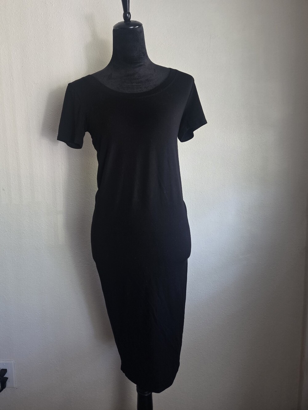 Storq Maternity T Shirt Midi Dress Black Size 1 Small Butter Soft Made In USA